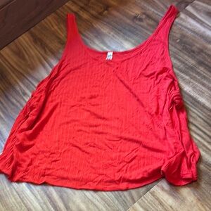 Free People Red Asymmetrical Sleeveless Tank Top